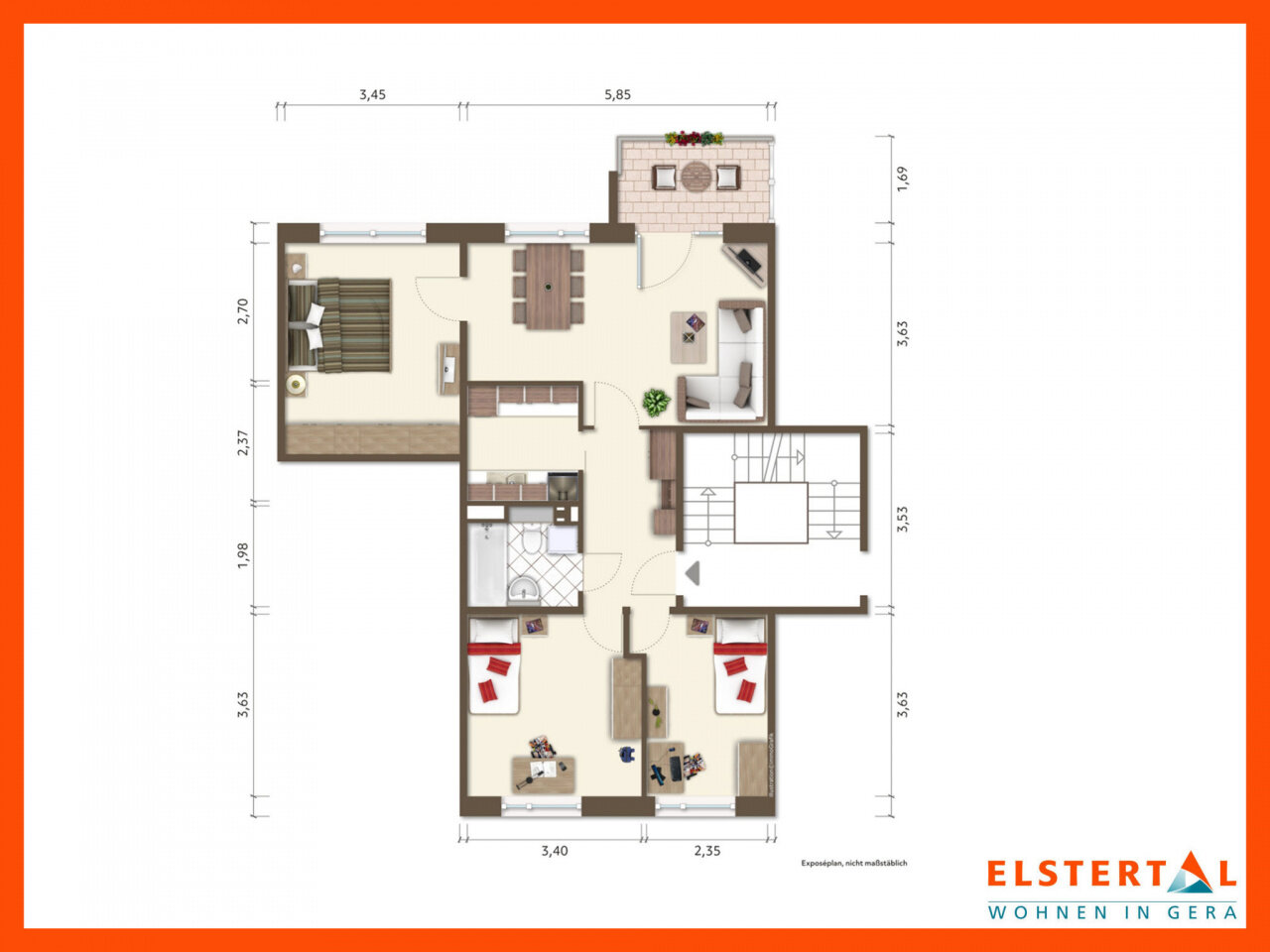 Wohnung zur Miete 475 € 4 Zimmer 70 m²<br/>Wohnfläche 2. Stock<br/>Geschoss De-Smit-Straße 3/723 Stadtmitte West Gera 07545