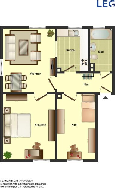 Wohnung zur Miete 409 € 3 Zimmer 52,4 m² Erdgeschoss Markgrafenstraße 1 Efing Bocholt 46399