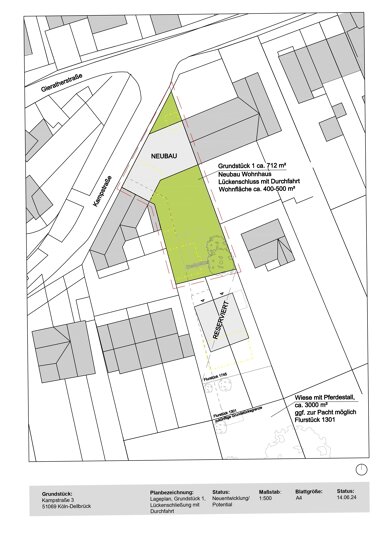 Grundstück zum Kauf Provisionsfrei 640.000 € 712 m² Grundstück Kampstr. 3 Dellbrück Köln 51069
