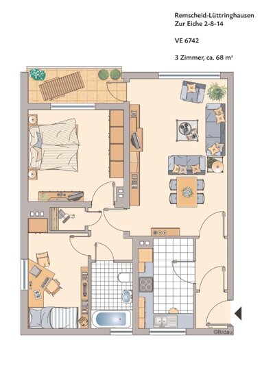 Wohnung zur Miete 449 € 3,5 Zimmer 67,5 m² 3. Geschoss Lockfinker Straße 40 Klausen Remscheid 42899