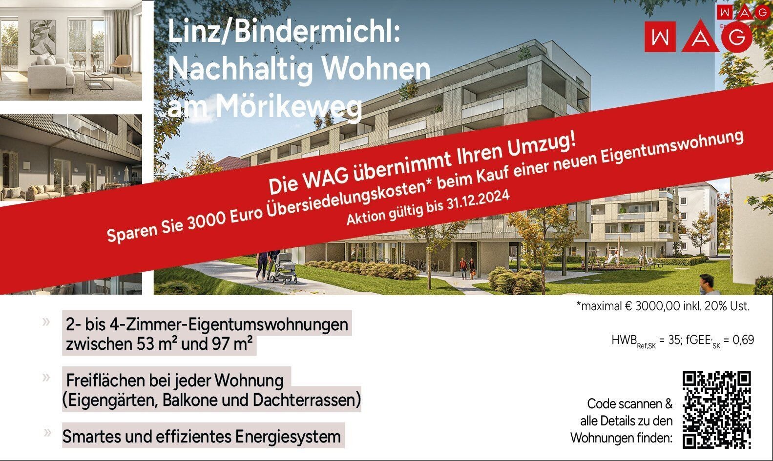 Wohnung zum Kauf 355.440 € 2 Zimmer 54,3 m²<br/>Wohnfläche 01.12.2025<br/>Verfügbarkeit Mörikeweg Waldegg Linz 4020