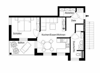 Wohnung zur Miete 650 € 1,5 Zimmer 51,1 m² 1. Geschoss Leederer Strasse 4 Denklingen Denklingen 86920