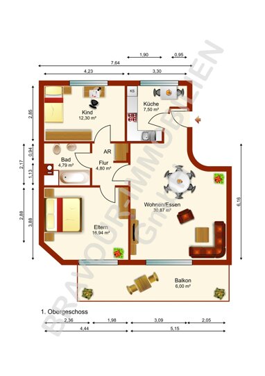 Wohnung zur Miete 897 € 3 Zimmer 82 m² 2. Geschoss Stadtmitte Grevenbroich 41515