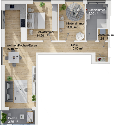 Wohnung zum Kauf Provisionsfrei 399.900 € 3 Zimmer 84,4 m² 1. Geschoss Reimelstraße 3 Ravolzhausen Neuberg 63543