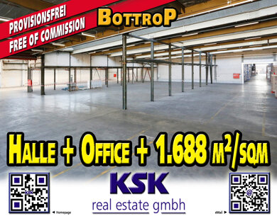 Logistikzentrum zur Miete provisionsfrei 1.688 m² Lagerfläche teilbar von 1.000 m² bis 1.688 m² Lehmkuhle Bottrop 46242