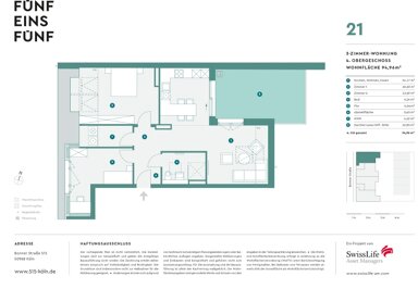 Wohnung zum Kauf provisionsfrei 869.900 € 3 Zimmer 95 m² 4. Geschoss Marienburg Köln 50968