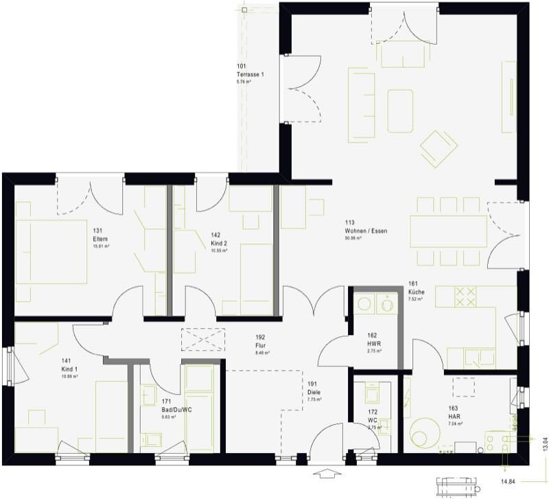 Bungalow zum Kauf provisionsfrei 301.000 € 4 Zimmer 136 m²<br/>Wohnfläche 960 m²<br/>Grundstück Schönfeld Schönfeld 17111