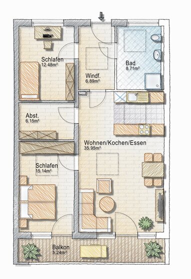 Wohnung zum Kauf 459.900 € 3 Zimmer 91 m² 2. Geschoss Deggendorf Deggendorf 94469