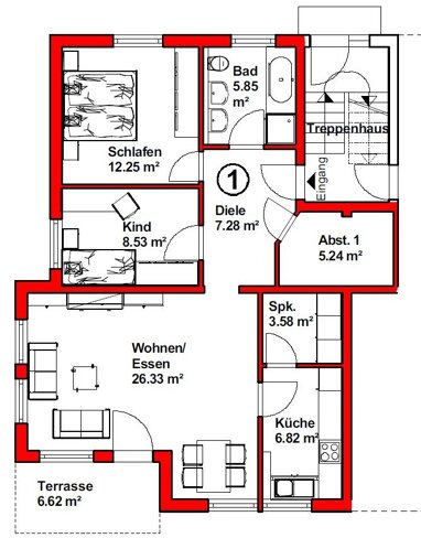 Wohnung zur Miete 890 € 3 Zimmer 78 m² Riedstraße Althengstett Althengstett 75382