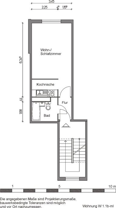 Wohnung zur Miete 191 € 1 Zimmer 27,3 m² 1. Geschoss Albert-Schweitzer-Straße 19 Toitenwinkel Rostock 18147