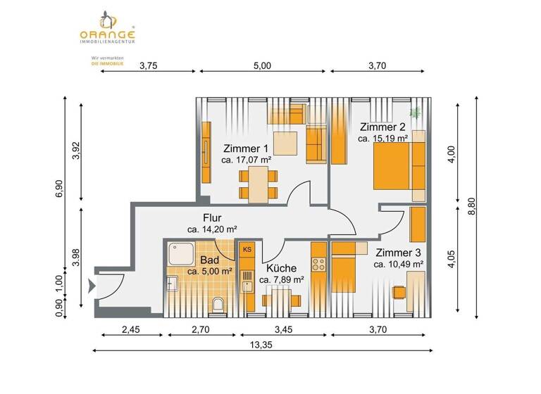 Wohnung zur Miete 1.300 € 3 Zimmer 70,7 m² frei ab sofort Gärten h d Veste Nürnberg 90408