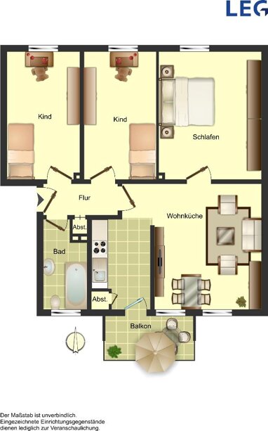 Wohnung zur Miete 549 € 3 Zimmer 64,3 m² 1. Geschoss Grünstiege 29 Gronau Gronau 48599