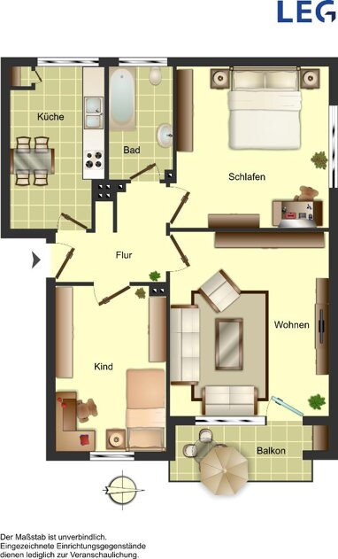Wohnung zur Miete 529 € 3 Zimmer 64,1 m² Erdgeschoss Barlager Weg 53 Diepholz Diepholz 49356