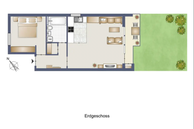 Terrassenwohnung zur Miete 790 € 2 Zimmer 54 m² Erdgeschoss Sigmaringer Str. Möhringen - Mitte Stuttgart 70567