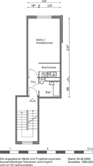 Wohnung zur Miete 188 € 1 Zimmer 27,3 m² 3. Geschoss frei ab 20.07.2024 Albert-Schweitzer-Straße 19 Toitenwinkel Rostock 18147