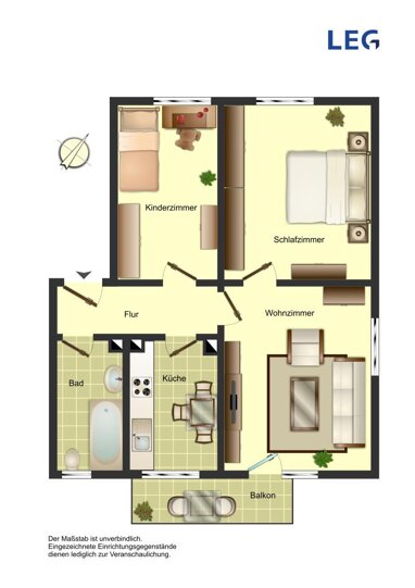 Wohnung zur Miete 400 € 3,5 Zimmer 55 m² 1. Geschoss Ebertstraße 57 Mitte Bergkamen 59192