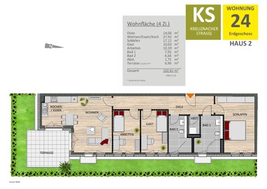 Wohnung zur Miete 2.150 € 4 Zimmer 102,6 m² 1. Geschoss Raderberg Köln 50968
