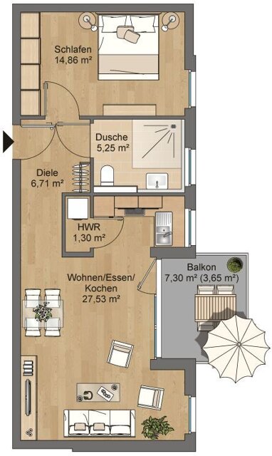 Wohnung zur Miete 689 € 2 Zimmer 59,3 m² 3. Geschoss Pappelweg 11 Lamboy Hanau 63452