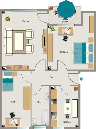Wohnung zur Miete 427 € 3,5 Zimmer 61,8 m² Erdgeschoss Hilgenbrink 11 Baukau - West Herne 44653