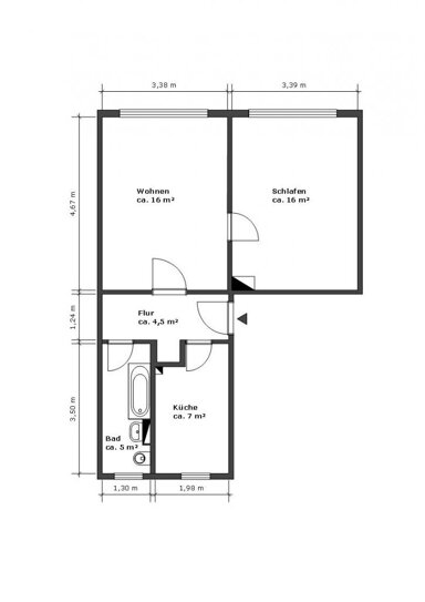 Wohnung zur Miete 280 € 2 Zimmer 46,7 m² 5. Geschoss Str. d. Friedens 16 Vetschau Vetschau/Spreewald 03226