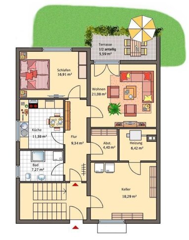 Wohnung zur Miete 700 € 2 Zimmer 75 m² Erdgeschoss Schluttenbacher Str. 11 Ettlingen 76275