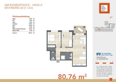 Wohnung zum Kauf provisionsfrei 399.000 € 3 Zimmer 80,8 m² 1. Geschoss Witterschlick Alfter, Witterschlick 53347