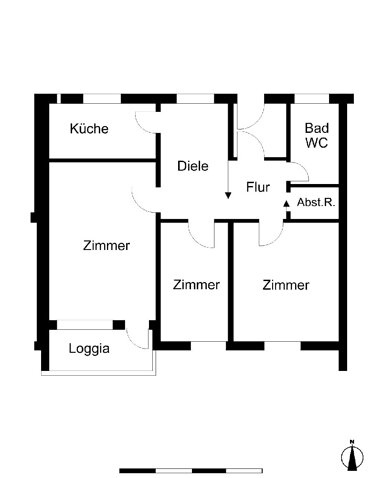 Wohnung zur Miete 398 € 3 Zimmer 72,1 m² 3. Geschoss Rickmersstraße 42 Twischkamp Bremerhaven 27568