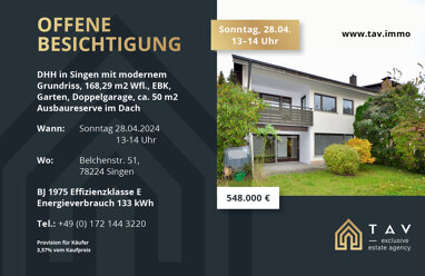 Doppelhaushälfte zum Kauf 548.000 € 5,5 Zimmer 168,3 m² 748 m² Grundstück Bruderhofschule 37 Singen 78224