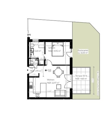 Wohnung zur Miete 950 € 2 Zimmer 50 m² Erdgeschoss Graslitzerstraße 16 Leider Aschaffenburg 63741