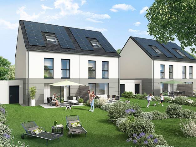 Doppelhaushälfte zum Kauf - Erstbezug provisionsfrei 397.900 € 5,5 Zimmer 132 m² 335 m² Grundstück frei ab sofort Schlesierstraße 9, Möllen Voerde (Niederrhein) 46562