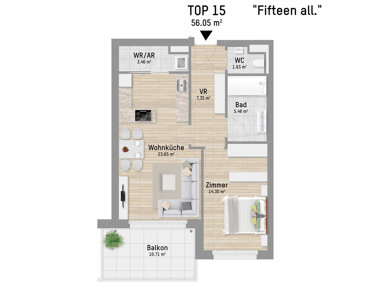 Wohnung zum Kauf 399.900 € 2 Zimmer 55,8 m² Pastorstraße 28 Wien 1210