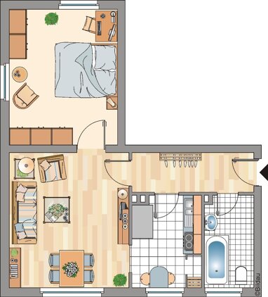 Wohnung zur Miete 429 € 2 Zimmer 48,4 m² Erdgeschoss frei ab 16.07.2024 Langfuhrer Straße 5 Frohnhausen Essen 45145