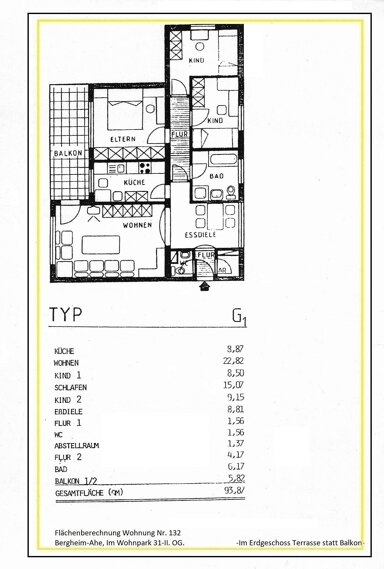 Wohnung zum Kauf 89.000 € 4 Zimmer 94 m² 2. Geschoss Im Wohnpark 31 Ahe Bergheim 50127