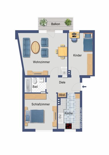 Wohnung zum Kauf Provisionsfrei 199.000 € 3 Zimmer 66 m² Erdgeschoss Amsterdamer Straße 221 Niehl Köln 50735