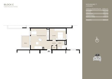 Wohnung zur Miete 995 € 2 Zimmer 51,9 m² frei ab sofort Plieningen Stuttgart 70599