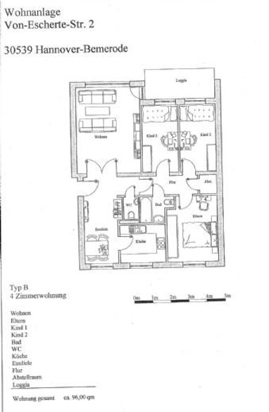 Wohnung zur Miete 1.190 € 4 Zimmer 97 m² 1. Geschoss Von-Escherte-Str. 2 Bemerode Hannover 30539