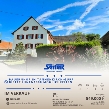 Bauernhaus zum Kauf 549.000 € 7 Zimmer 165 m² 914 m² Grundstück frei ab sofort Tannenkirch Kandern 79400