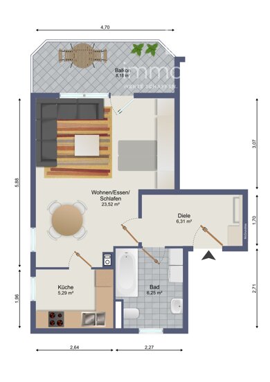 Wohnung zum Kauf 95.000 € 1 Zimmer 44 m² Bockenheim a.d. Weinstraße 67278