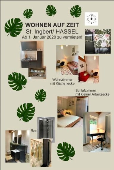 Wohnung zur Miete Wohnen auf Zeit 590 € 2 Zimmer 38 m² frei ab 15.06.2024 Hassel Sankt Ingbert 66386