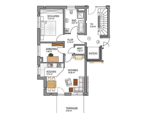 Terrassenwohnung zur Miete 865 € 3 Zimmer 64 m² EG frei ab sofort Holbeinstr. 20 a Königsbrunn 86343