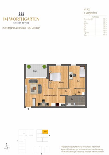 Wohnung zur Miete 745 € 3 Zimmer 78,4 m² Gernsbach Gernsbach 76593