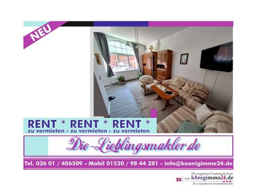 Wohnung zur Miete 490 € 2 Zimmer 45 m² frei ab sofort Mühlhausen Mühlhausen/Thüringen 99974