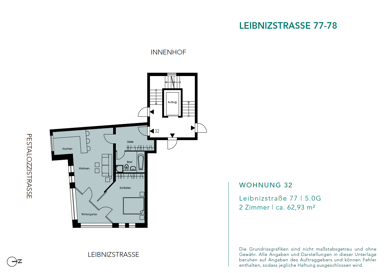 Wohnung zum Kauf provisionsfrei 281.950 € 2 Zimmer 62 m² 5. Geschoss Leibnizstraße 77-78 Charlottenburg Berlin 10625