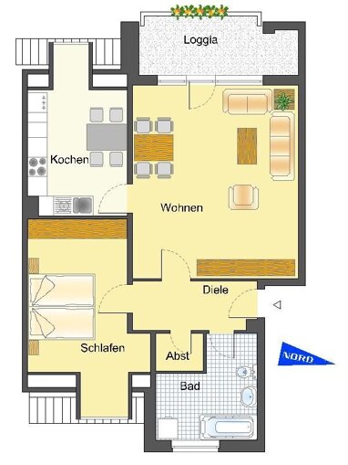 Wohnung zur Miete nur mit Wohnberechtigungsschein 355,30 € 2 Zimmer 63 m² 2. Geschoss Forellstraße 10 Süd Recklinghausen 45663
