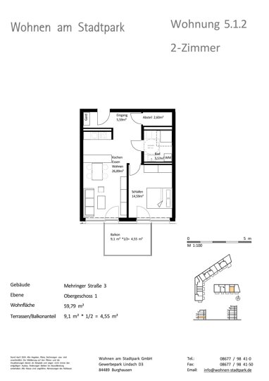 Wohnung zum Kauf provisionsfrei als Kapitalanlage geeignet 338.000 € 2 Zimmer 59,8 m² Mehringer Straße 5 Burghausen Burghausen 84489