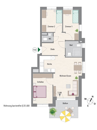 Wohnung zur Miete 1.420 € 4 Zimmer 87,2 m² Oskar-Schlemmer-Strasse 10 Asperg 71679