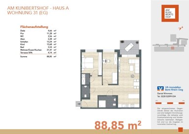 Wohnung zum Kauf provisionsfrei 419.000 € 3 Zimmer 88,9 m² EG Witterschlick Alfter, Witterschlick 53347