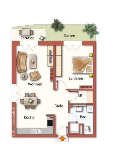 Wohnung zum Kauf Provisionsfrei 318.900 € 2 Zimmer 61,6 m² Erdgeschoss Katzwang / Reichelsdorf Ost / Reichelsdorfer Kelle Nürnberg 90455
