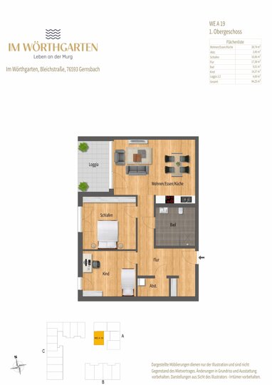 Wohnung zur Miete 990 € 3 Zimmer 94,3 m² Gernsbach Gernsbach 76593