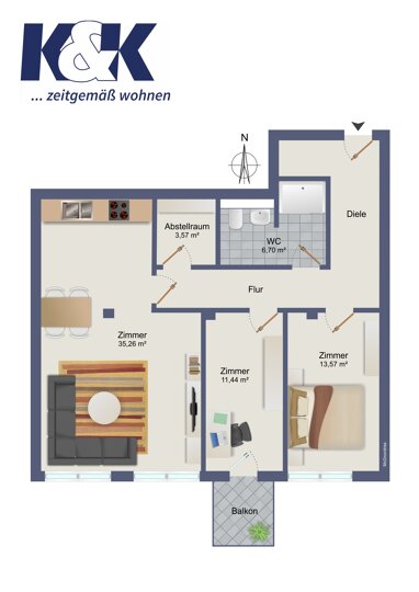 Apartment zur Miete 1.312,83 € 3 Zimmer 90,5 m² Gehlsdorf Rostock 18147